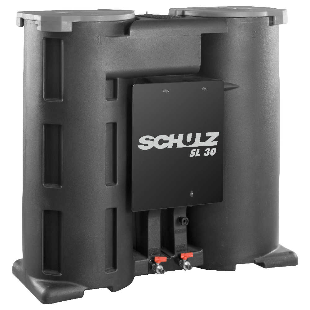 Separador de água e óleo para compressor industrial, modelo Schulz SL 30, visto de frente.